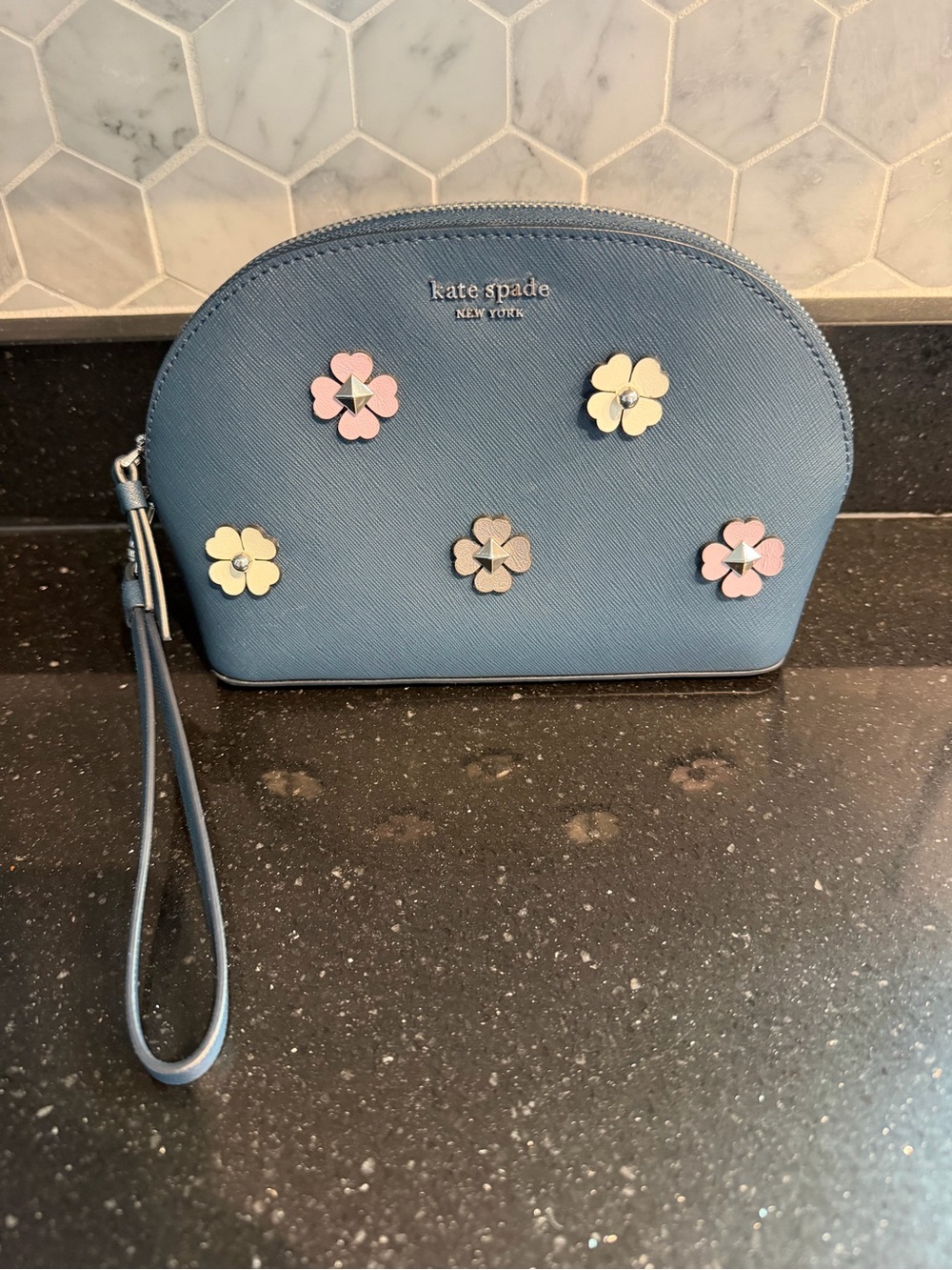 kate spade Blue Floral Appliqué Wristlet